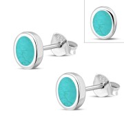  Turquoise Oval Silver Stud Earrings, e345